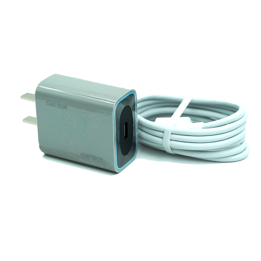 Cargador Cuktech 20w GaN con cable tipo C-C