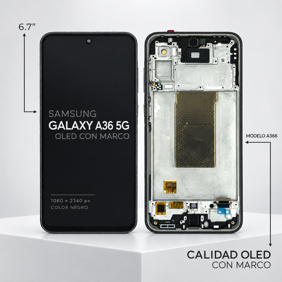 Pantalla compatible con Samsung Galaxy A36 5G A366 OLED con marco