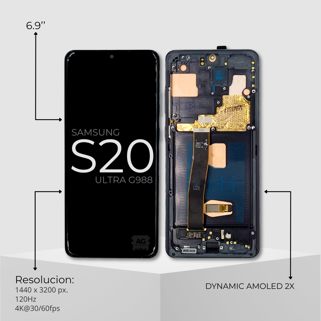 Pantalla Samsung S20 Ultra G988 con marco | Display AMOLED / CALIDAD ORIGINAL